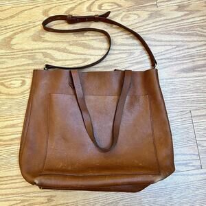 Madewell Medium Transport Tote English Saddle Brown Crossbody Shoulder Open Top